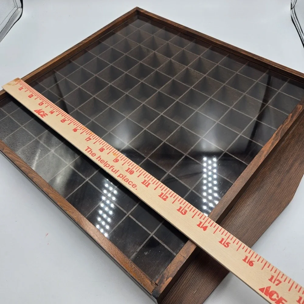 Vtg Miniatures Display Case Cabinet Wood Sliding Plexiglass Front 100 Cubbies